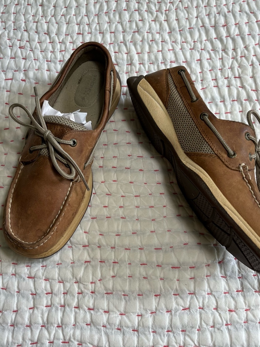Sperry Chestnut Brown Leather Moc-Toe Boat Shoes